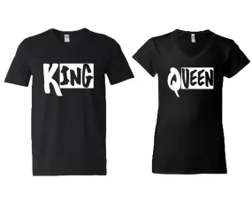 King Queen Couple Matching V-Neck T-Shirts