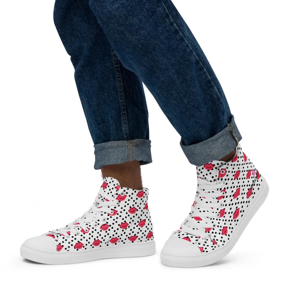 Kiss Print Men's High Tops, Valentine's Day Designer Men's High Top Canvas Sneaker Shoes (US Size: 5-13)