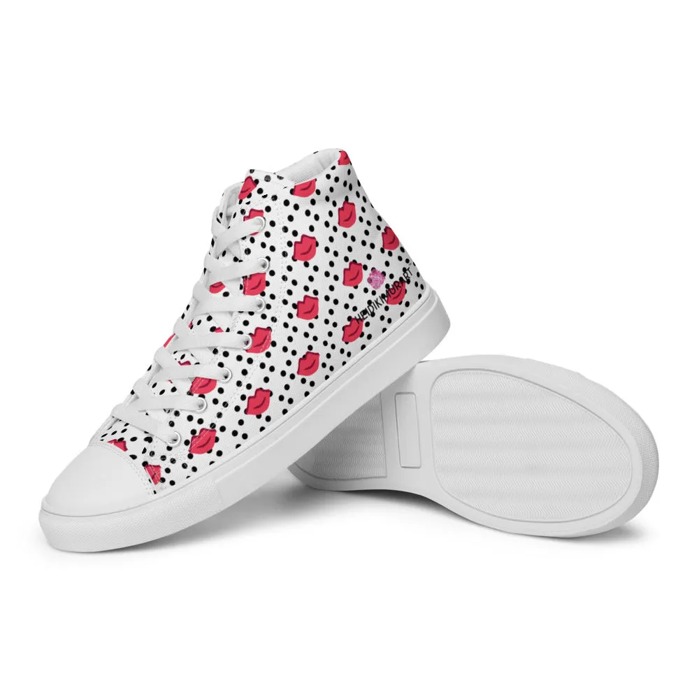 Kiss Print Men's High Tops, Valentine's Day Designer Men's High Top Canvas Sneaker Shoes (US Size: 5-13)