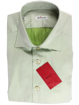 Kiton Dress Shirt Light Green Spread Collar 41 - 16 REDUCED - SALE