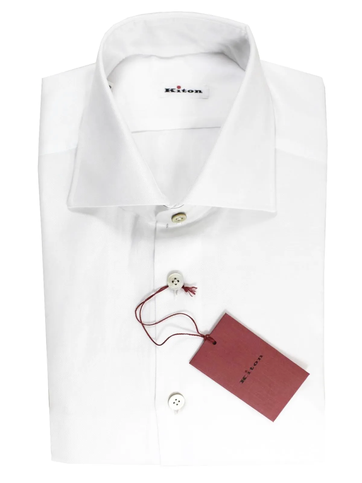 Kiton Dress Shirt White Sartorial Dress Shirt 44 - 17 1/2 SALE