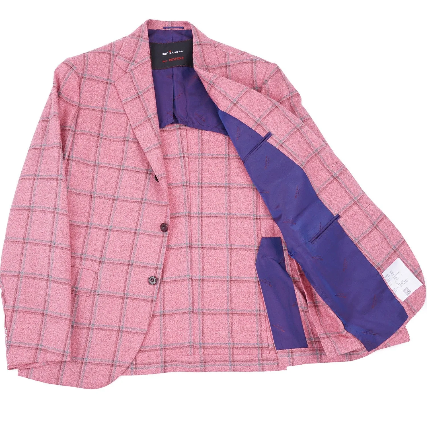 Kiton Pink Check Cashmere Sport Coat