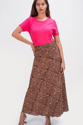 KK3011 Wrap Skirt - Flowers Brown