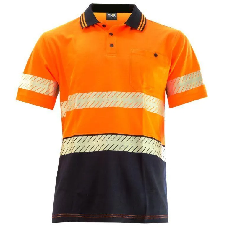 KM Workwear Hi Vis 2 Tone Micro Mesh Polo c/w 3M Segmented Reflective Tape M1121T