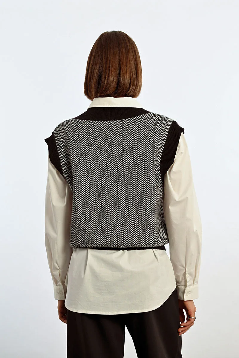 Knit Herringbone Vest