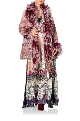 KNIT JACQUARD COAT WITH FUR ALL MY AVIGNON