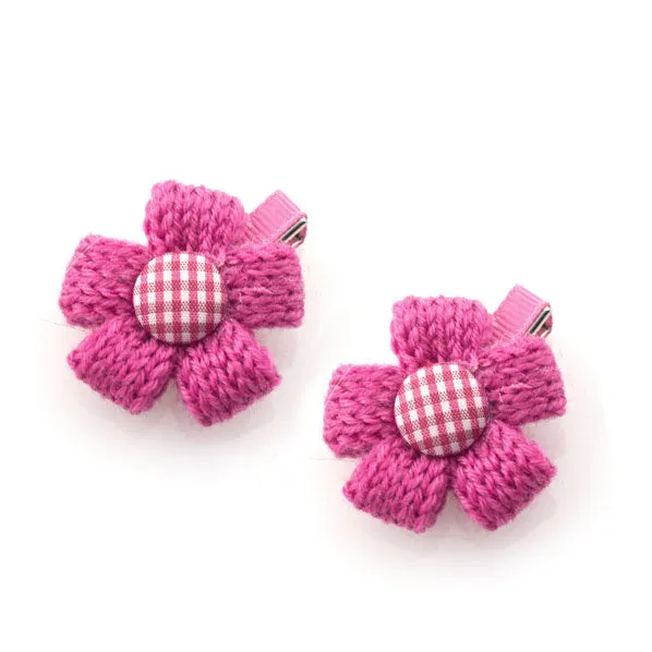 Knitted Flower Hair Clips [Pair]