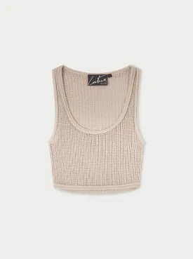 KNITTED VEST TOP - BEIGE