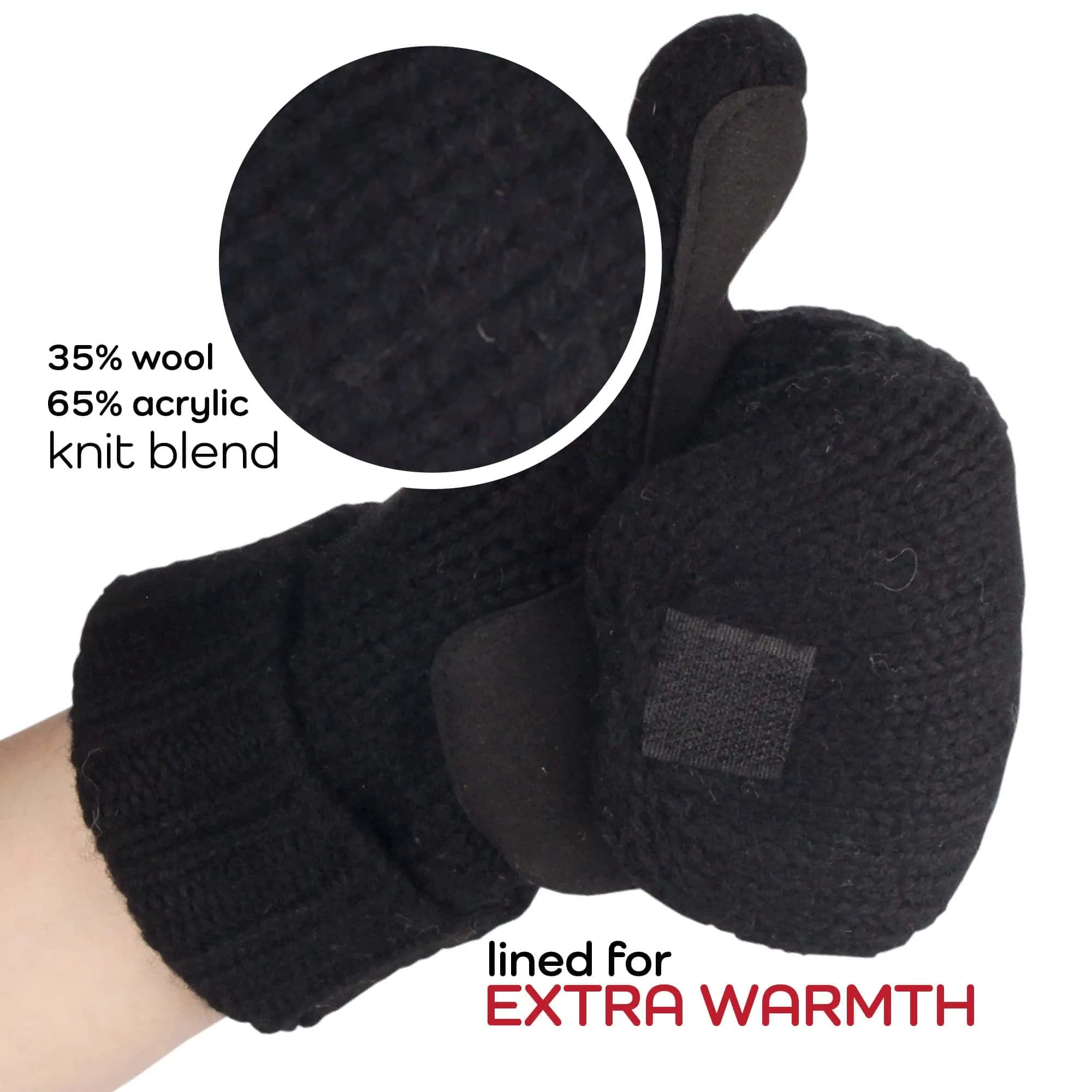 Knitted Winter Convertible Half Fingerless Glove Mittens Combo