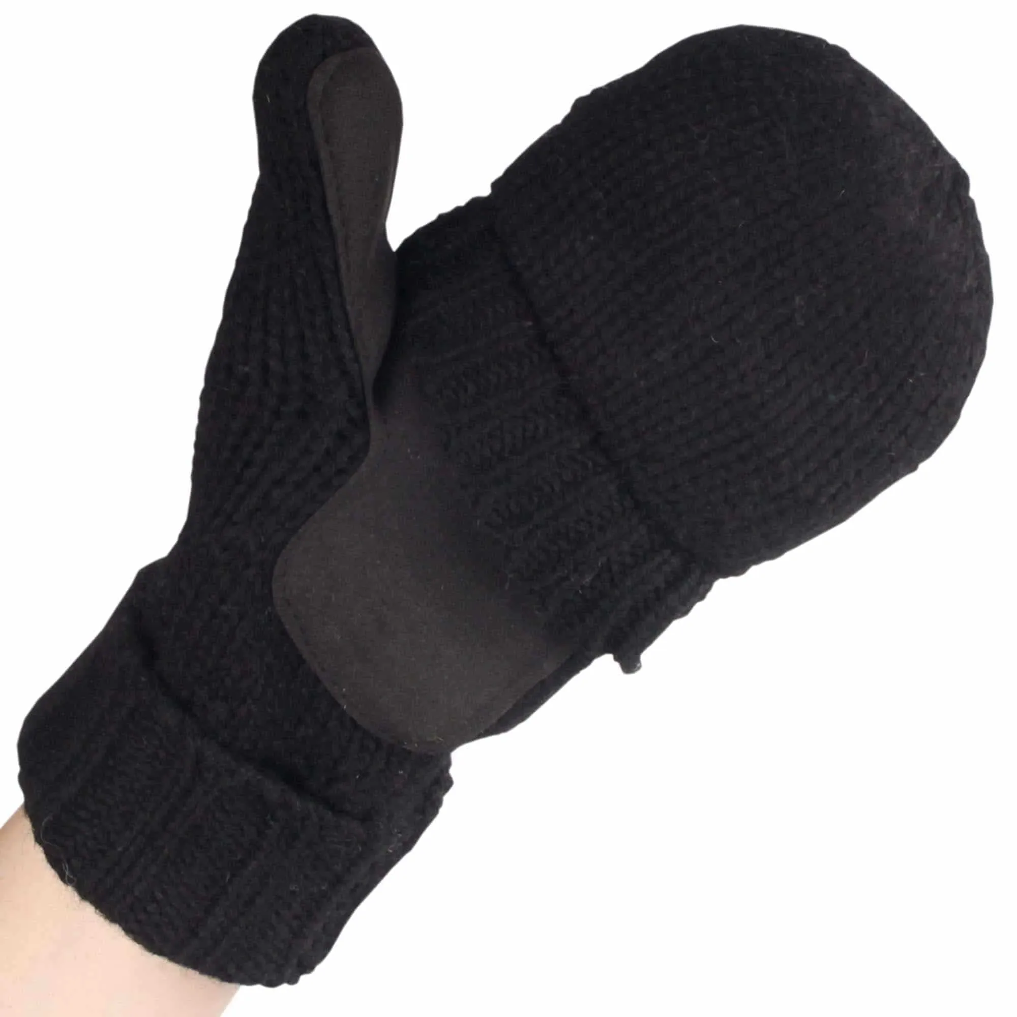 Knitted Winter Convertible Half Fingerless Glove Mittens Combo