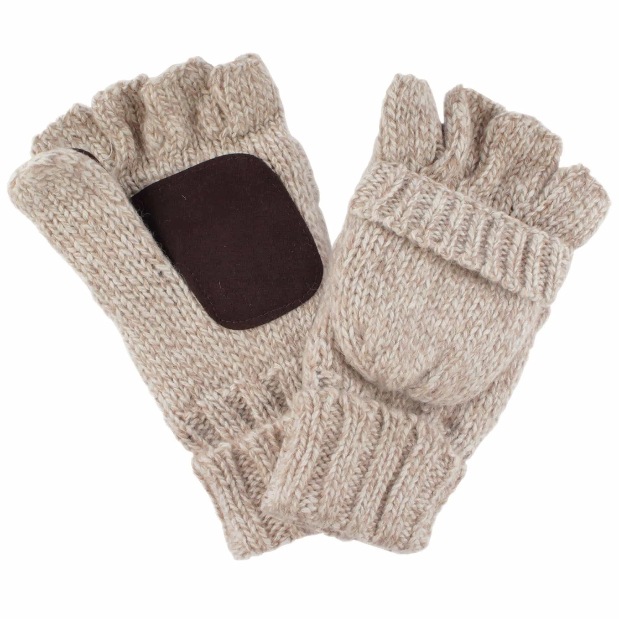 Knitted Winter Convertible Half Fingerless Glove Mittens Combo