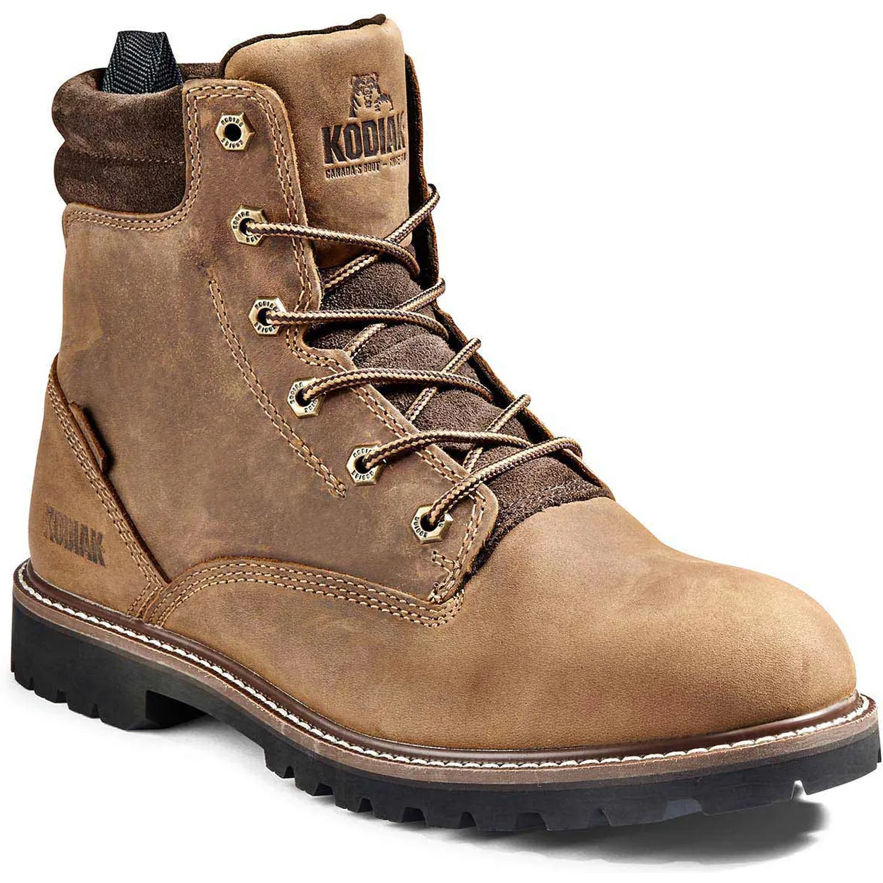 Kodiak Men's Mckinney 6" WP Slip Resist Safety Work Boot -Brown- 4TDQBN