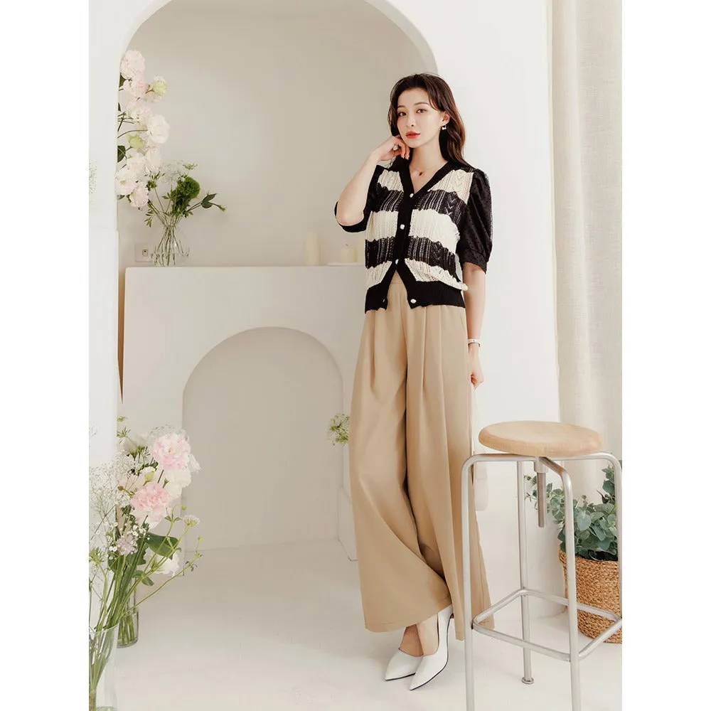 Korean Wrinkle Free High Waist Long Wide Leg Culottes Pants