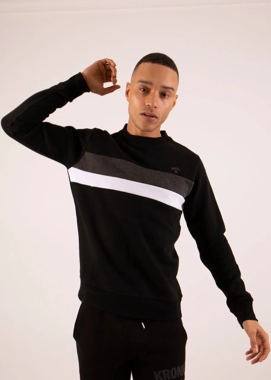 KRONK Premium Fleece Dual stripe Sweatshirt Regular fit Black