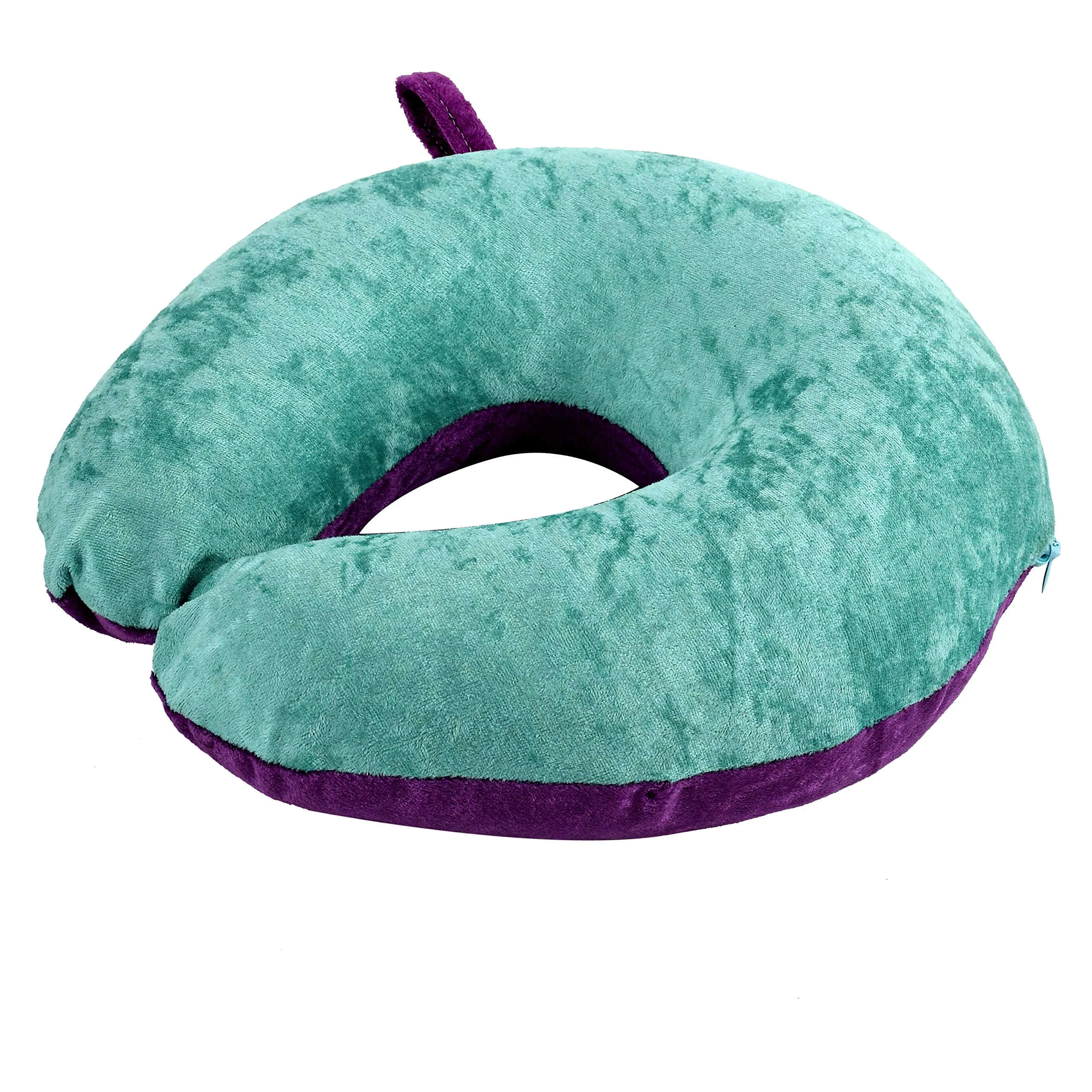 Kuber Industries 2 Pieces Unisex U-Shaped 100 Percent Pure Memory Foam Soft Cushions Neck Rest Pillow for Travel, Car, Train, Flight, Bus (Purple & Green,Black & Grey)-CTKTC39220