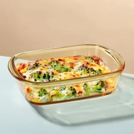 Kuber Industries 3000 ml Borosilicate Glass Baking Tray | Yellow Microwave Oven Safe Utensils | Rectangular Bread Moulds for Baking | Dishwasher & Freezer Safe | Serving Tray