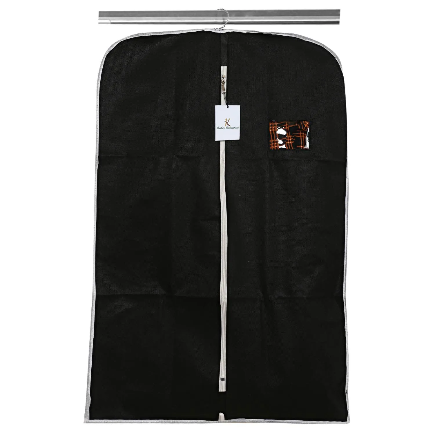 Kuber Industries 6 Piece Non Woven Coat Cover, Black and Cream