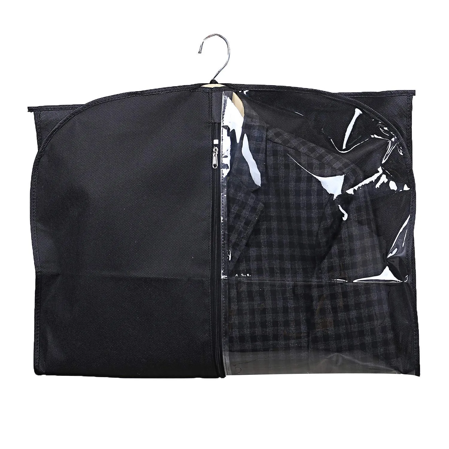 Kuber Industries 6 Pieces Half Transparent Non Woven Men's Coat Blazer Suit Cover (Black) -CTKTC41353