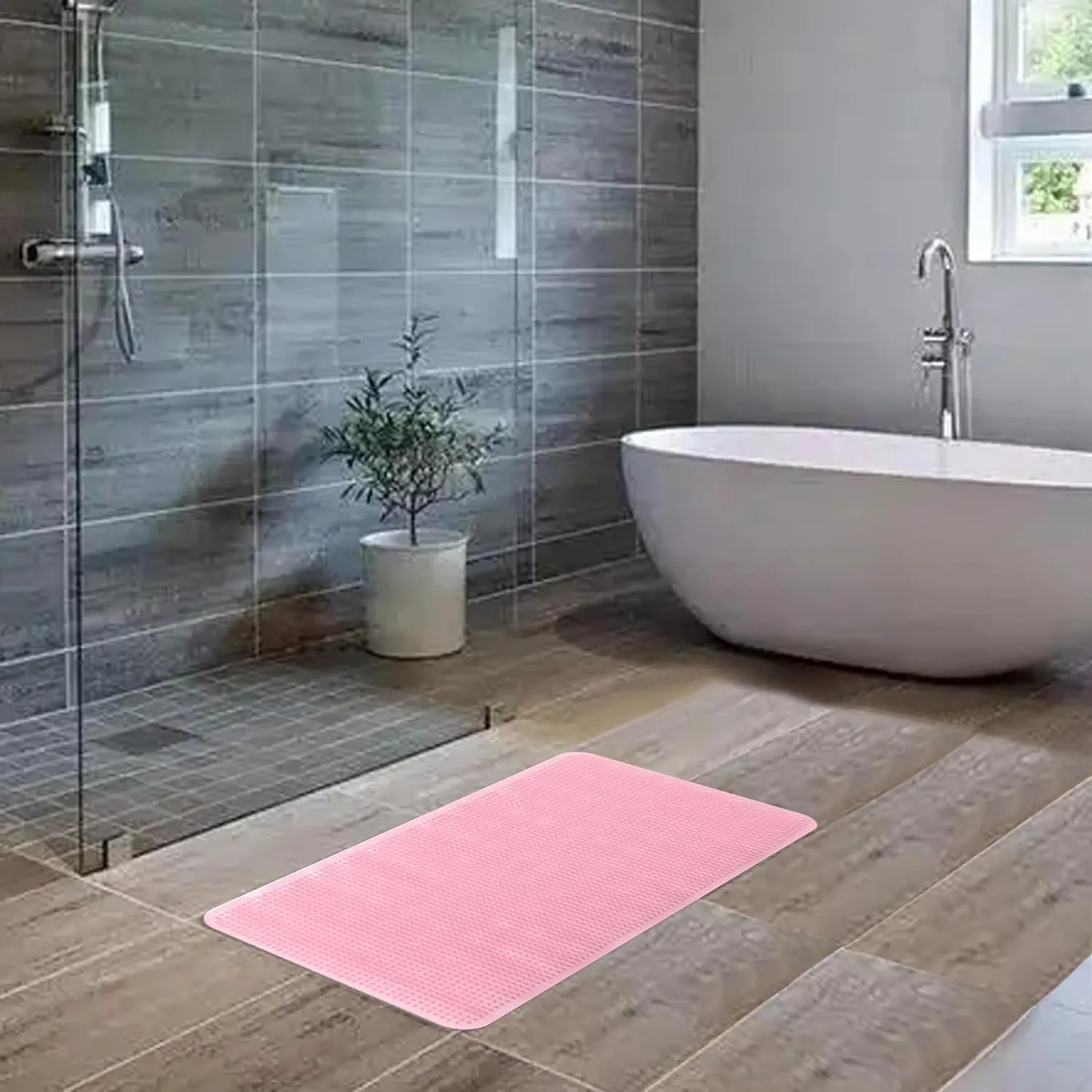 Kuber Industries Bath Mat | PVC Bathroom Mat | Shower Bath Mat | Floor Tub Mat | Bathroom Mud Mat | Anti-Skid Shower Bathroom Mat | L-YSD-B |Pack of 3| Pink