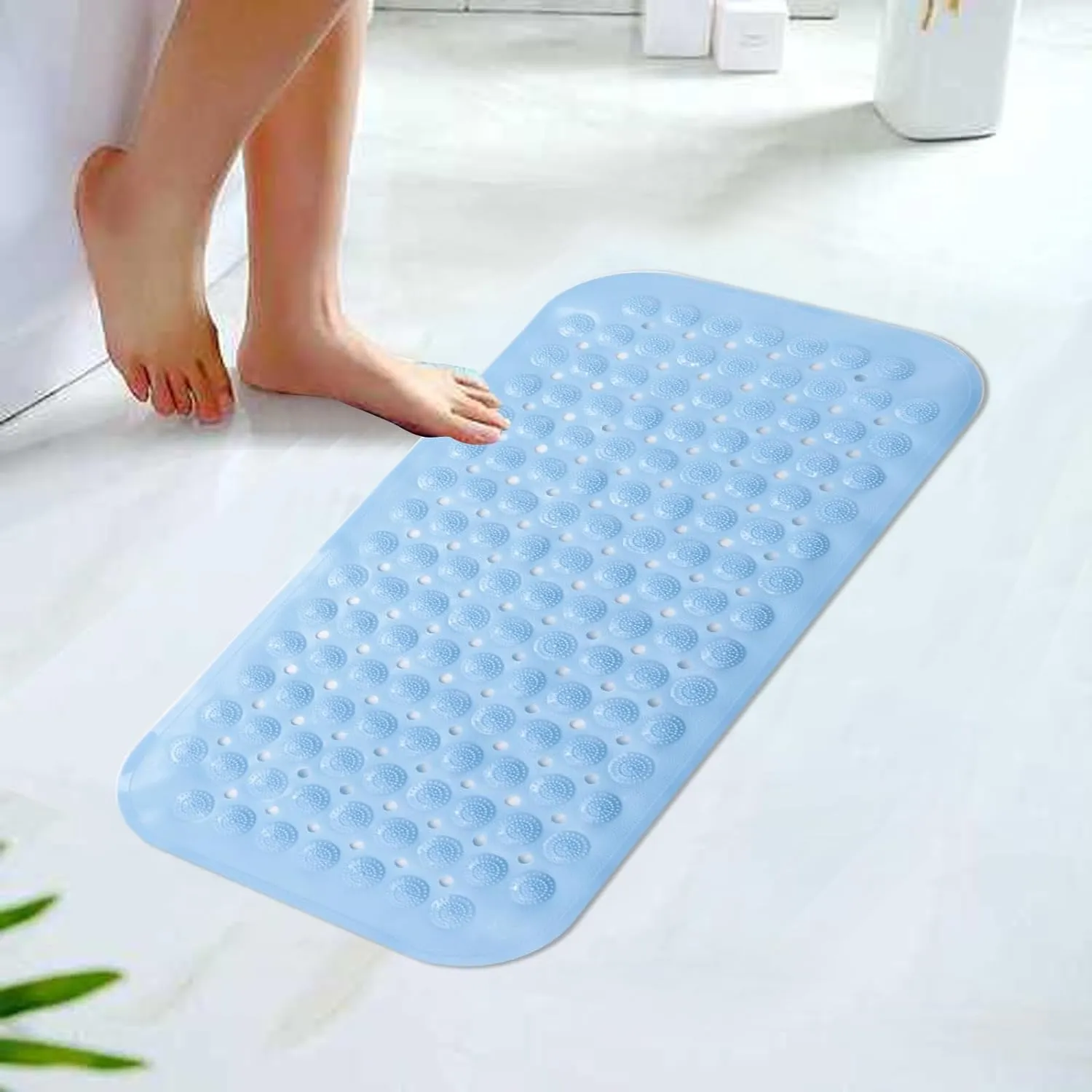 Kuber Industries Bath Mat | PVC Bathroom Mat | Shower Bath Mat | Floor Tub Mat | Bathroom Mud Mat | Anti-Skid Shower Bathroom Mat | M-YSD-35A |Pack of 5| Sky Blue