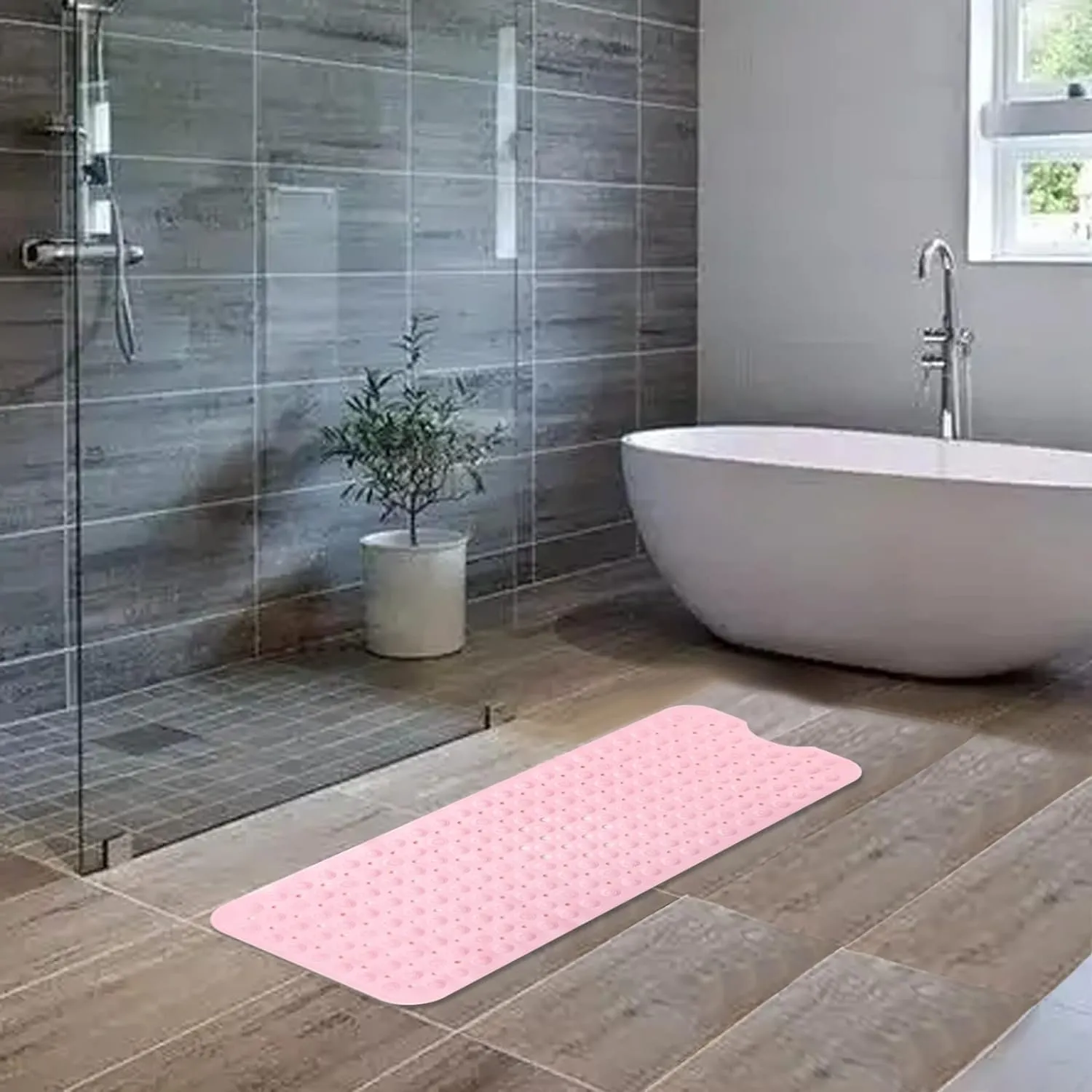 Kuber Industries Bath Mat | PVC Bathroom Mat | Shower Bath Mat | Floor Tub Mat | Bathroom Mud Mat | Anti-Skid Shower Bathroom Mat | M-YSD-40C |Pack of 5| Pink