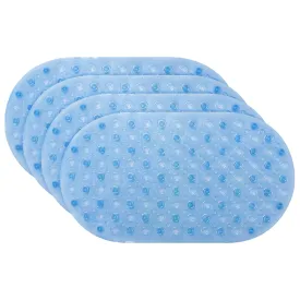 Kuber Industries Bath Mat | PVC Bathroom Mat | Shower Bath Mat | Floor Tub Mat | Bathroom Oval Mud Mat | Anti-Skid Shower Bathroom Mat | Q-01A |Pack of 4| Blue