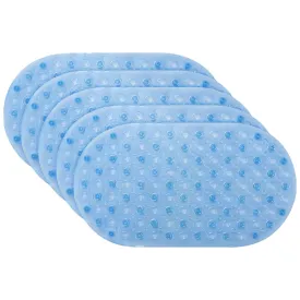 Kuber Industries Bath Mat | PVC Bathroom Mat | Shower Bath Mat | Floor Tub Mat | Bathroom Oval Mud Mat | Anti-Skid Shower Bathroom Mat | Q-01A |Pack of 5| Blue