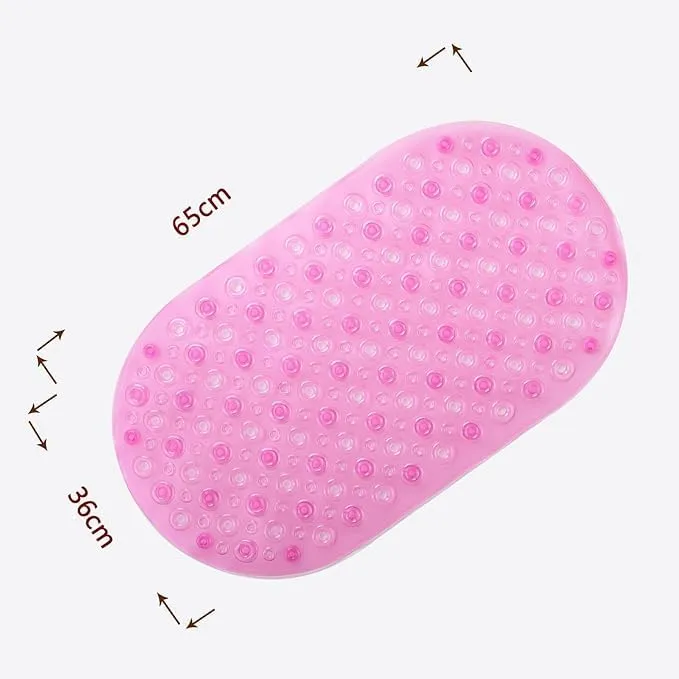 Kuber Industries Bath Mat | PVC Bathroom Mat | Shower Bath Mat | Floor Tub Mat | Bathroom Oval Mud Mat | Anti-Skid Shower Bathroom Mat | Q-01C | Pink