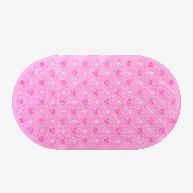 Kuber Industries Bath Mat | PVC Bathroom Mat | Shower Bath Mat | Floor Tub Mat | Bathroom Oval Mud Mat | Anti-Skid Shower Bathroom Mat | Q-01C | Pink