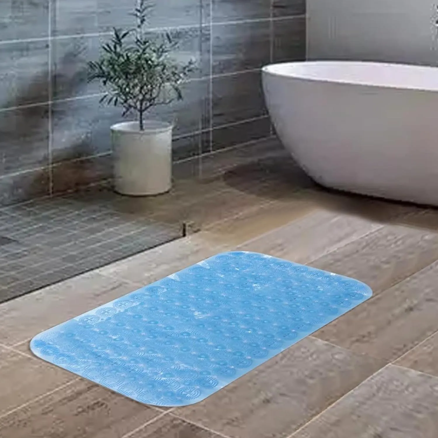 Kuber Industries Bath Mat | PVC Bathroom Mat | Shower Bath Mat | Floor Tub Mat | Foot Massager Mat | Anti-Skid Shower Bathroom Mat | B-01A |Pack of 6| Blue