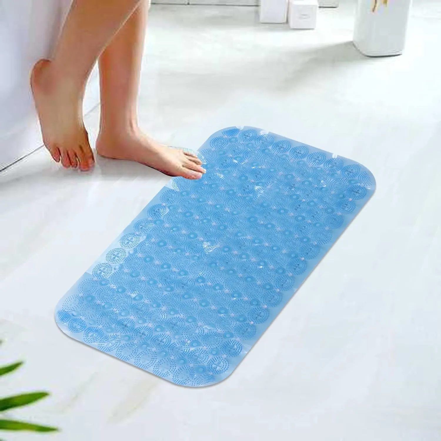 Kuber Industries Bath Mat | PVC Bathroom Mat | Shower Bath Mat | Floor Tub Mat | Foot Massager Mat | Anti-Skid Shower Bathroom Mat | B-01A |Pack of 6| Blue