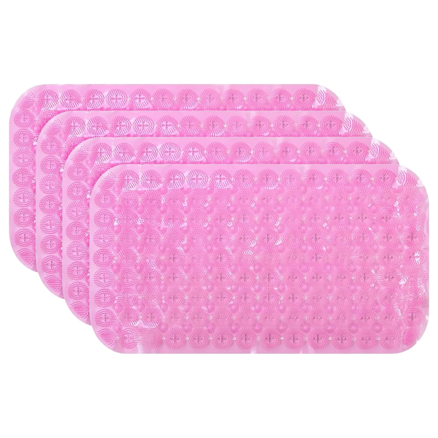 Kuber Industries Bath Mat | PVC Bathroom Mat | Shower Bath Mat | Floor Tub Mat | Foot Massager Mat | Anti-Skid Shower Bathroom Mat | B-01C |Pack of 4| Pink