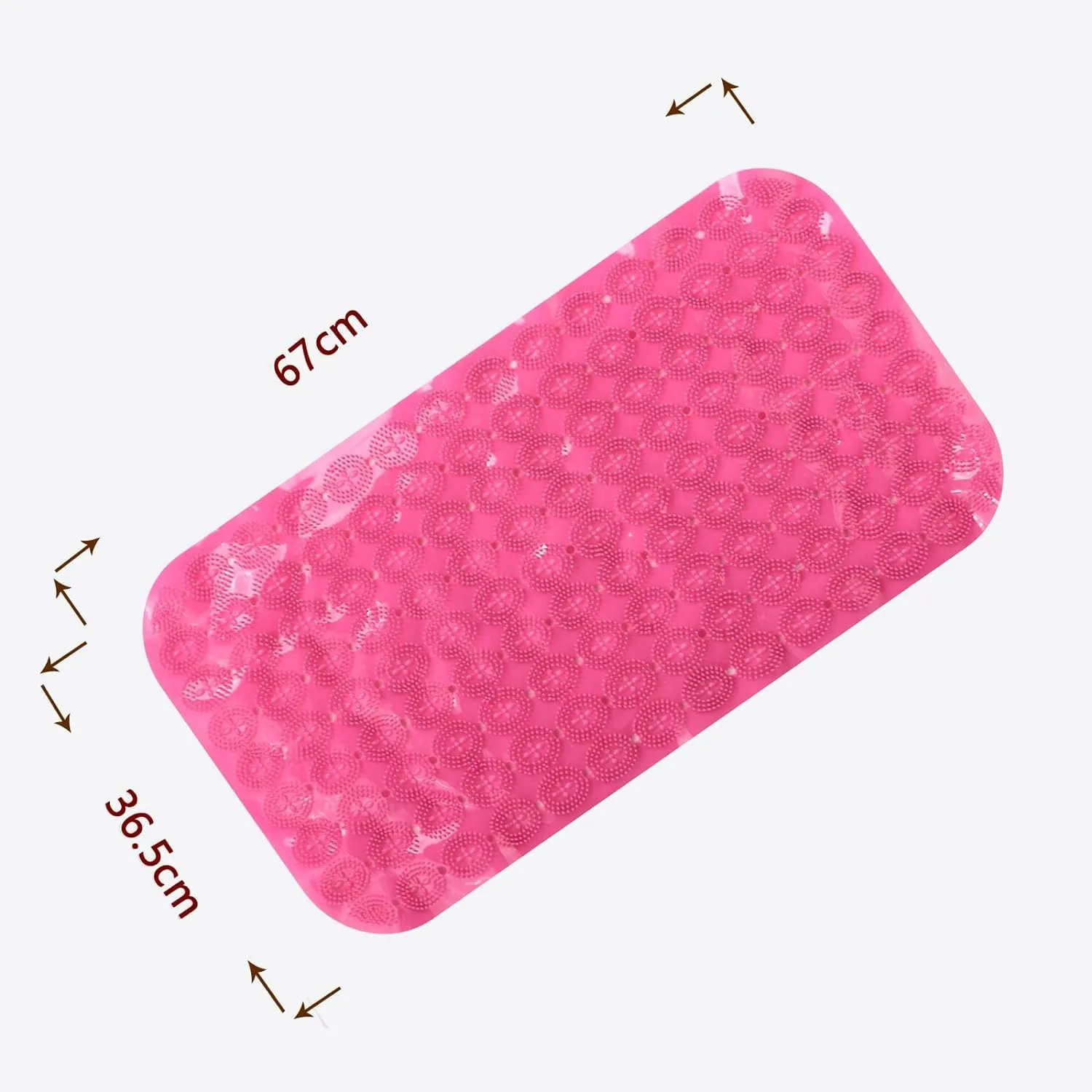 Kuber Industries Bath Mat | PVC Bathroom Mat | Shower Bath Mat | Floor Tub Mat | Foot Massager Mat | Anti-Skid Shower Bathroom Mat | B-02D |Pack of 3| Rose Red