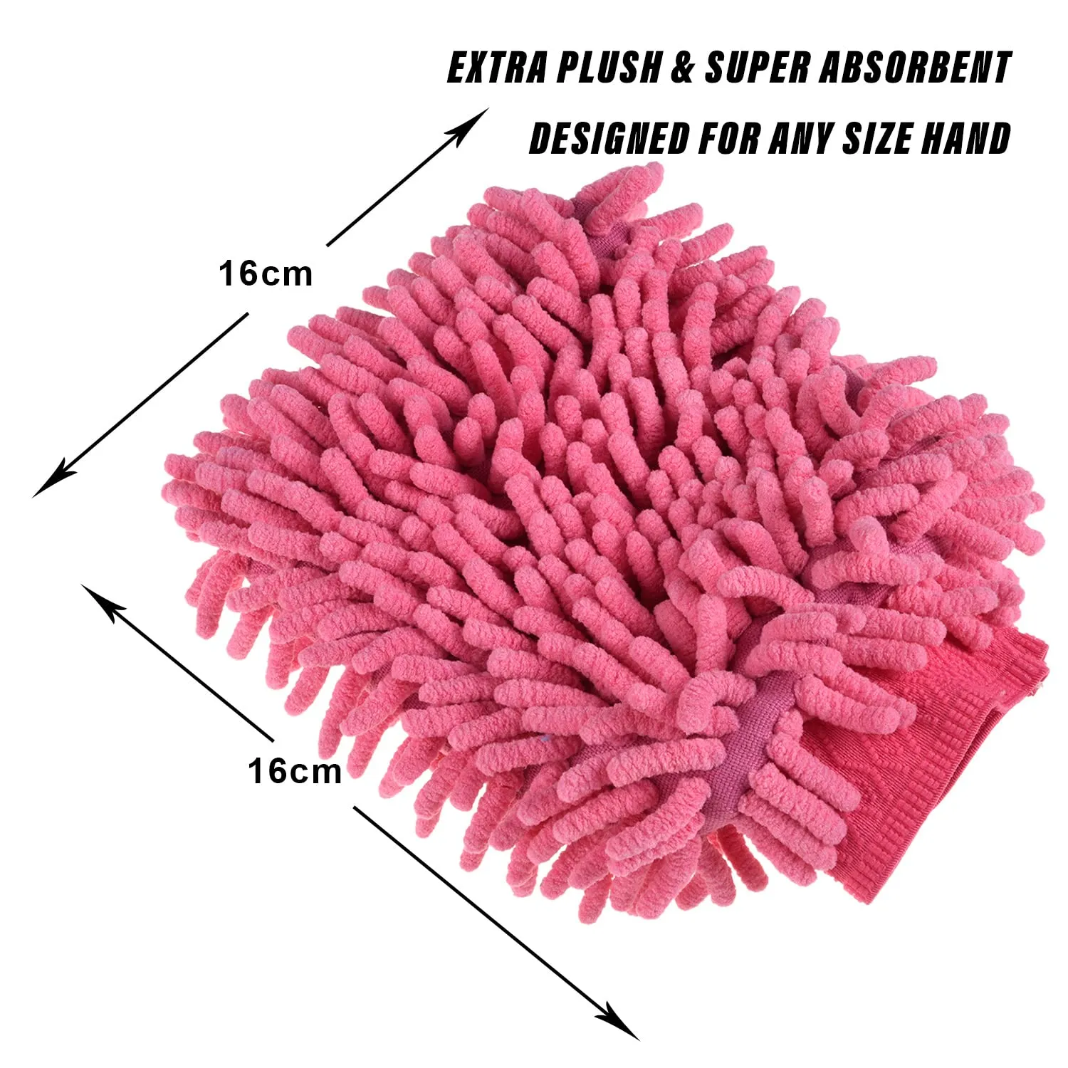 Kuber Industries Chenille Mitts|Microfiber Cleaning Gloves|Inside Waterproof Cloth Gloves|100 Gram Weighted Hand Duster|Chenille Gloves for Car|Glass|Pack of 5 (Pink)