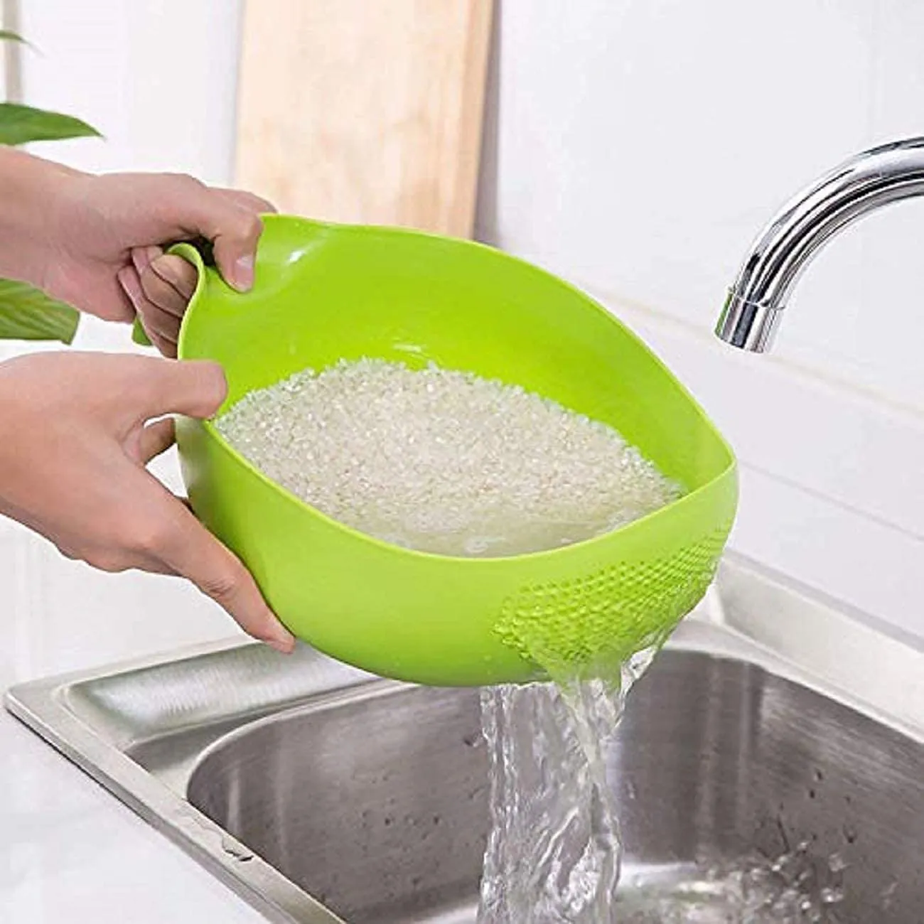 Kuber Industries Colander|Durable Plastic Unbreakable Strainer|BPA Free Washing Bowl for Rice, Pulses, Fruits, Vegetable, Noodles,Pasta Washing Bowl,(Green)