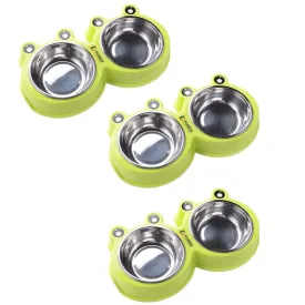 Kuber Industries Dog Food Bowl|Stainless Steel,PVC Material Dog Bowls|Non Slip,Durable,Sturdy,Non Toxic|Perfect Dog Accessories for Indoor & Outdoor Use|A1009G|Pack of 3|Green