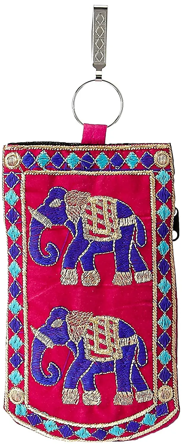 Kuber Industries Embroided Velvet Mobile Cover with Sari Hook (Multicolor)