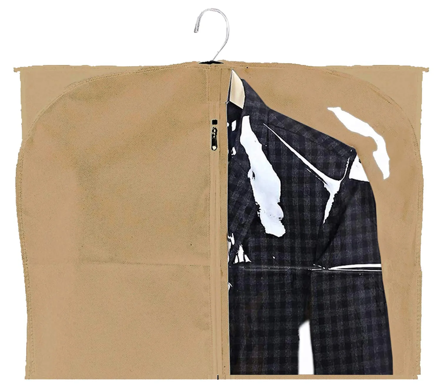 Kuber Industries Half Transparent 3 Pieces Non Woven Men's Coat Blazer Cover (Brown) - CTKTC30918