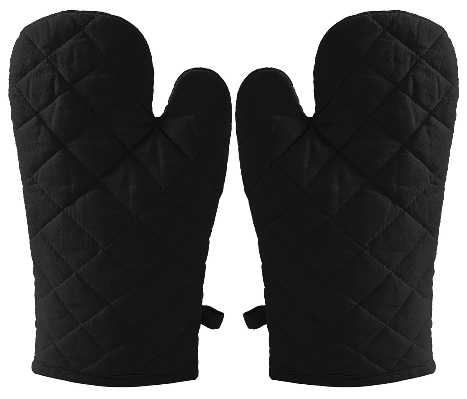 Kuber Industries Heat Resistant Cotton Kitchen Oven Mitt Microwave Glove Set, Non-Slip Grip and Hanging Loop for Kitchen, Cooking, Baking, Set of 2 (Black), (Model: HS_37_KUBMART020602)