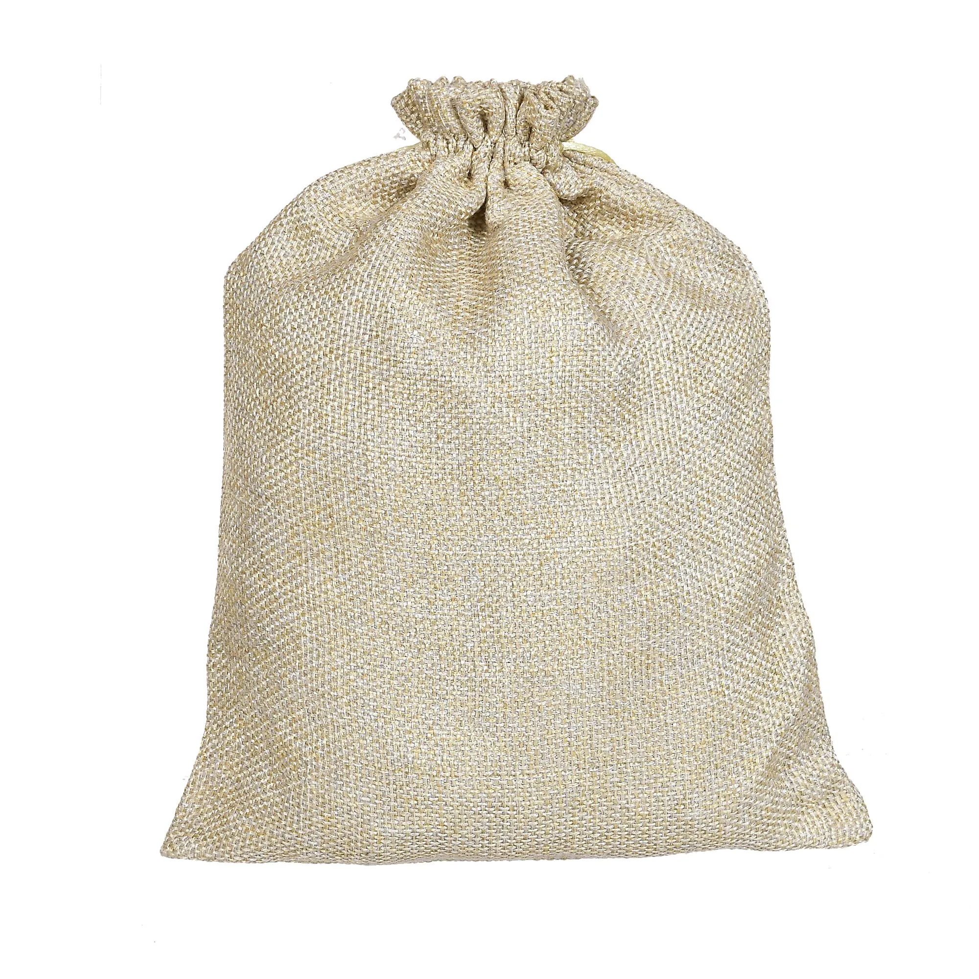 Kuber Industries Jute Potli Bags for Return Gifts with Drawstring|Pack of 3 (Gold)