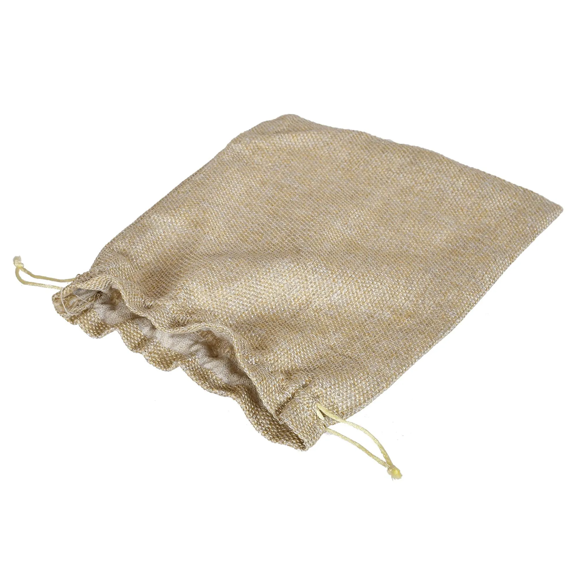 Kuber Industries Jute Potli Bags for Return Gifts with Drawstring|Pack of 6 (Gold)