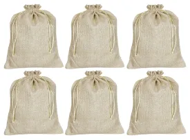 Kuber Industries Jute Potli Bags for Return Gifts with Drawstring|Pack of 6 (Gold)