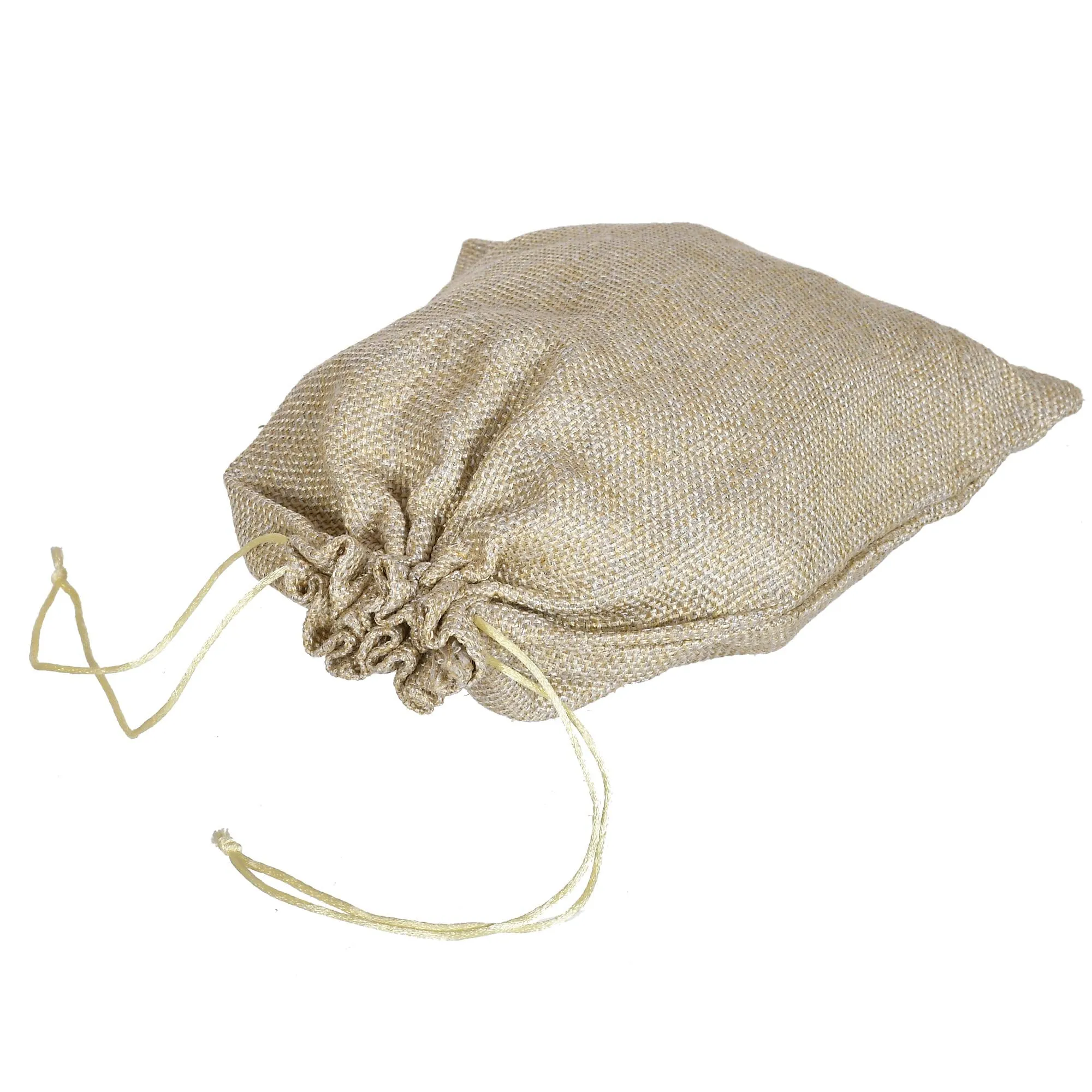 Kuber Industries Jute Potli Bags for Return Gifts with Drawstring|Pack of 6 (Gold)