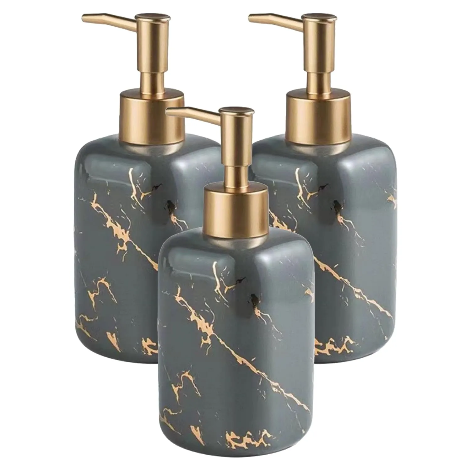 Kuber Industries Liquid Soap Dispenser | Handwash Soap Dispenser | Soap Dispenser for Wash Basin | Shampoo Dispenser Bottle | Bathroom Dispenser Bottle | 3 Piece |300 ml | Gray