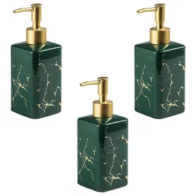 Kuber Industries Liquid Soap Dispenser | Handwash Soap Dispenser | Soap Dispenser for Wash Basin | Shampoo Dispenser Bottle | Bathroom Dispenser Bottle | 3 Piece | 320 ml | Green