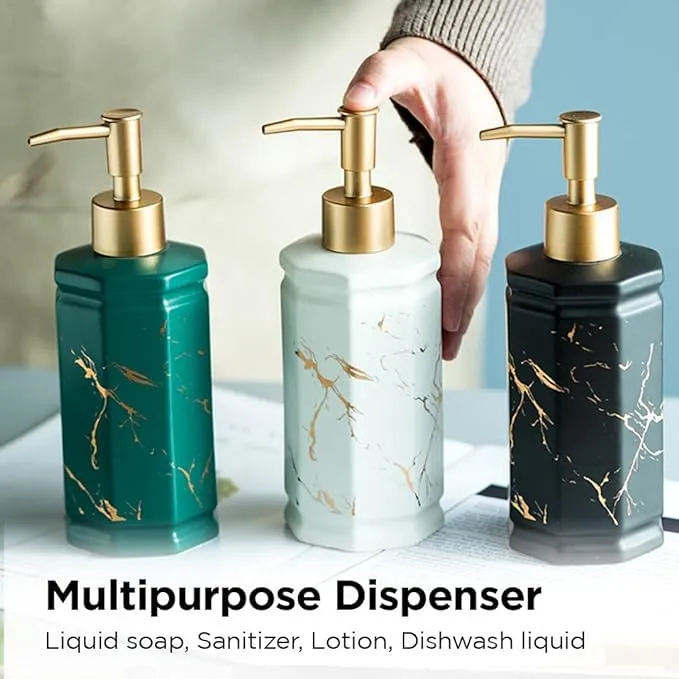 Kuber Industries Liquid Soap Dispenser | Handwash Soap Dispenser | Soap Dispenser for Wash Basin | Shampoo Dispenser Bottle | Bathroom Dispenser Bottle | Pack of 5 | 350 ml | Green