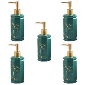 Kuber Industries Liquid Soap Dispenser | Handwash Soap Dispenser | Soap Dispenser for Wash Basin | Shampoo Dispenser Bottle | Bathroom Dispenser Bottle | Pack of 5 | 350 ml | Green