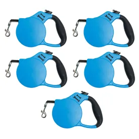 Kuber Industries Pack of 6 Retractable Dog Leash|One Button Break with Safety Lock|Automatic & Non-Slip Handle|Soft Padded Handle for Comfortable Grip|Pet Training & Walking Accessory|Blue