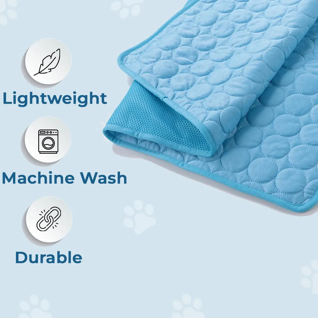 Kuber Industries Rectangular Dog & Cat Bed|Multi-Utility Self-Cooling Pad For Dog & Cat|Light-weight & Durable Dog Bed|ZQCJ001B-M|Blue