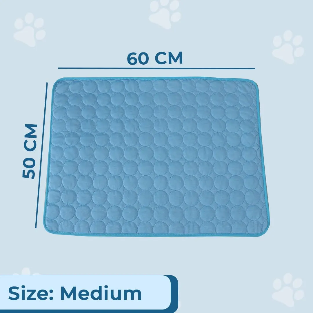 Kuber Industries Rectangular Dog & Cat Bed|Multi-Utility Self-Cooling Pad For Dog & Cat|Light-weight & Durable Dog Bed|ZQCJ001B-M|Blue